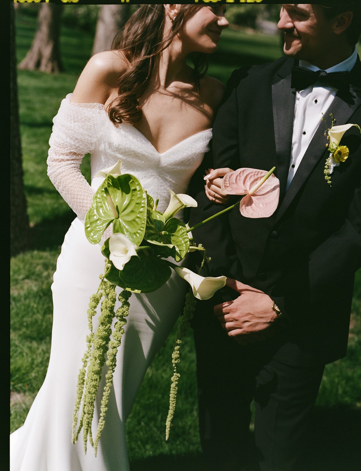 Sculptural modern spring wedding anthurium amaranth midtown la villa spring flowers the cottage rose kansas city wedding florist crossroads personal flowers petite modern sculptural bouquet calla lilies bridal style groom with calla lily bout