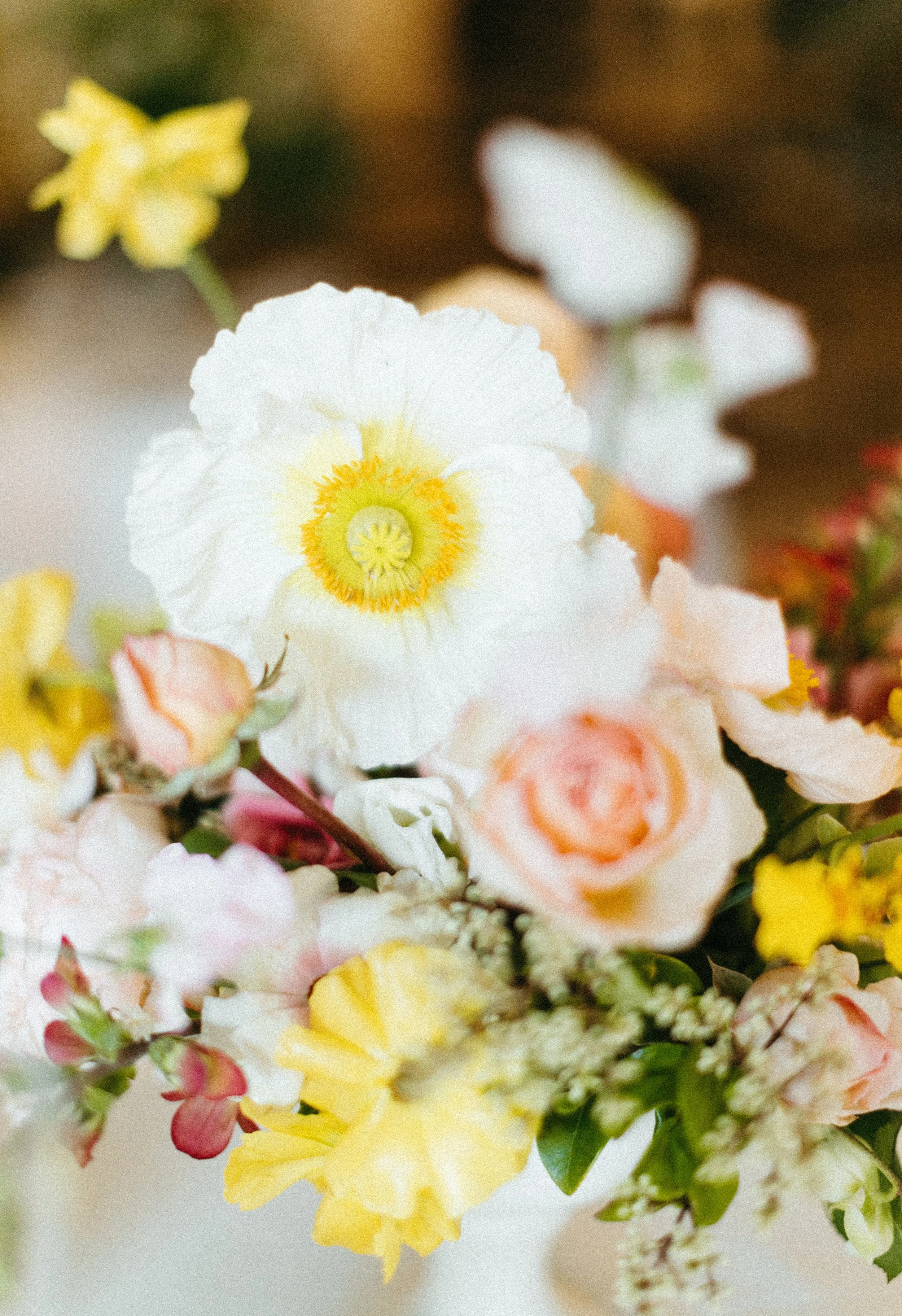 reception flowers centerpieces art deco ballroom venue flowers and candlesmodern garden wedding flowers  the grand hall downtown kc the cottage rose kansas city wedding florist crossroads floral compote poppy close up detail shot