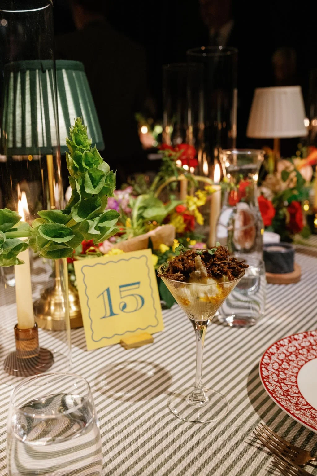 Modern eclectic luxury wedding on the lawn at liberty memorial greenhouse tent wedding outdoor reception fall wedding decor october wedding the cottage rose kansas city wedding florist crossroads centerpieces lamps candles ikebana bud vases