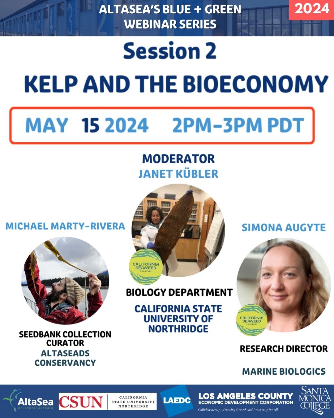 Check out the CA Seaweed Festival Founders on @altasea Blue + Green Webinar Series discussing Kelp and the Bioeconomy. You can find the link in their Bio!!!