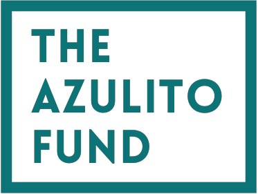 Logo of 'The Azulito Fund' with teal text on a black background.