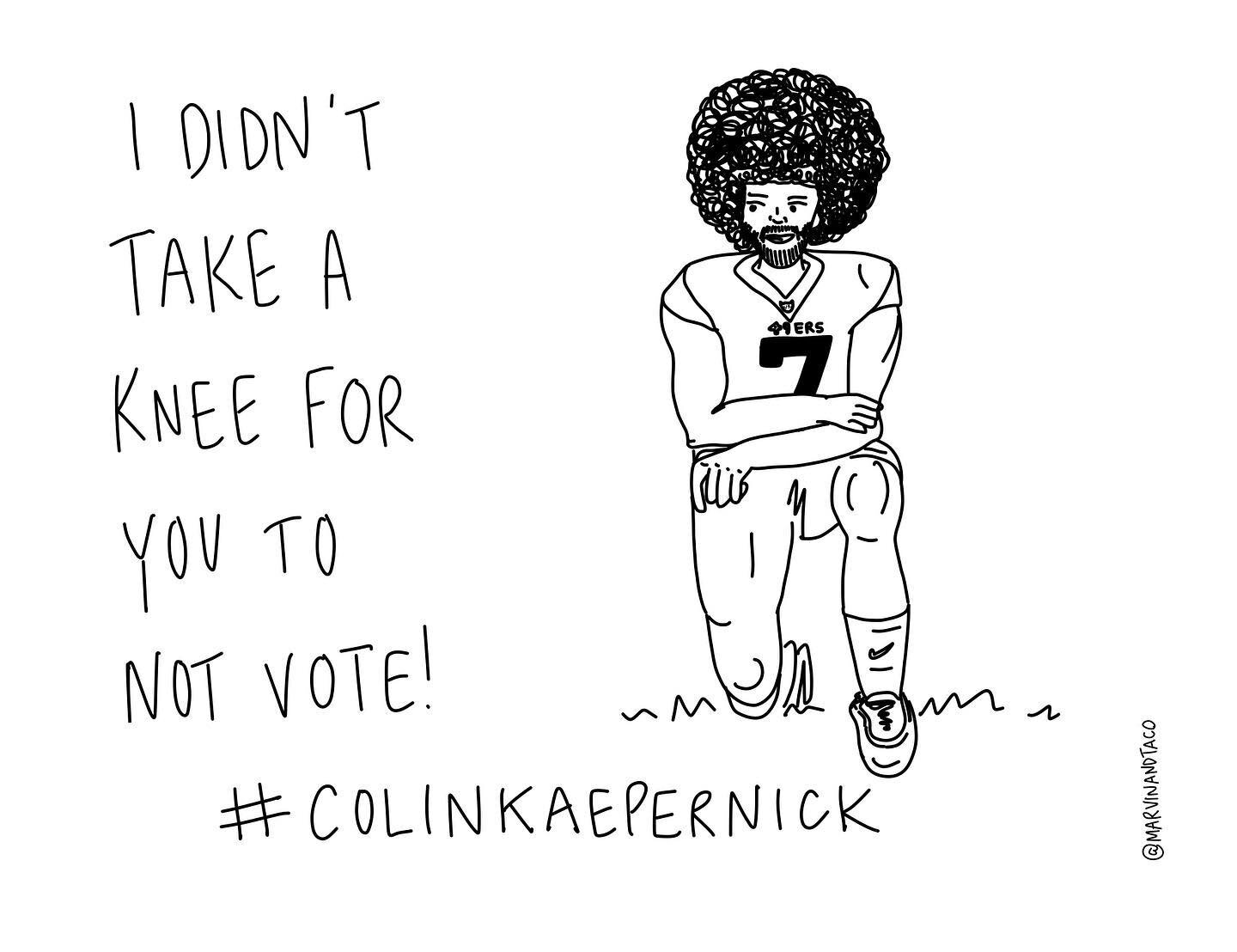 He kneeled for _____________.  Fill in the blank. And pass it around. The NFL is back and so many other players have picked up the cause @kaepernick7 started years ago. In 53 days (or sooner by mail or in person!) we vote.

#savetheusps #buystamps #s