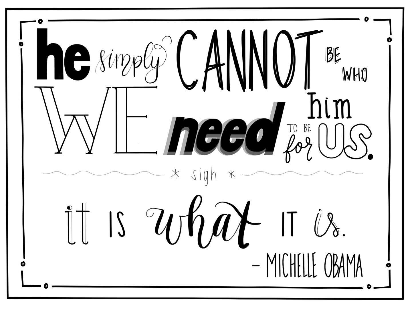 &ldquo;He simply cannot be who we need him to be.&rdquo; - Michelle Obama 

artwork by @lizziemickiewicz 
💥Buy💥 the postcard at marvinandtaco.com

#michelleobama #barackobama #obama #presidentobama #sashaobama #maliaobama #potus #presidentbarackoba