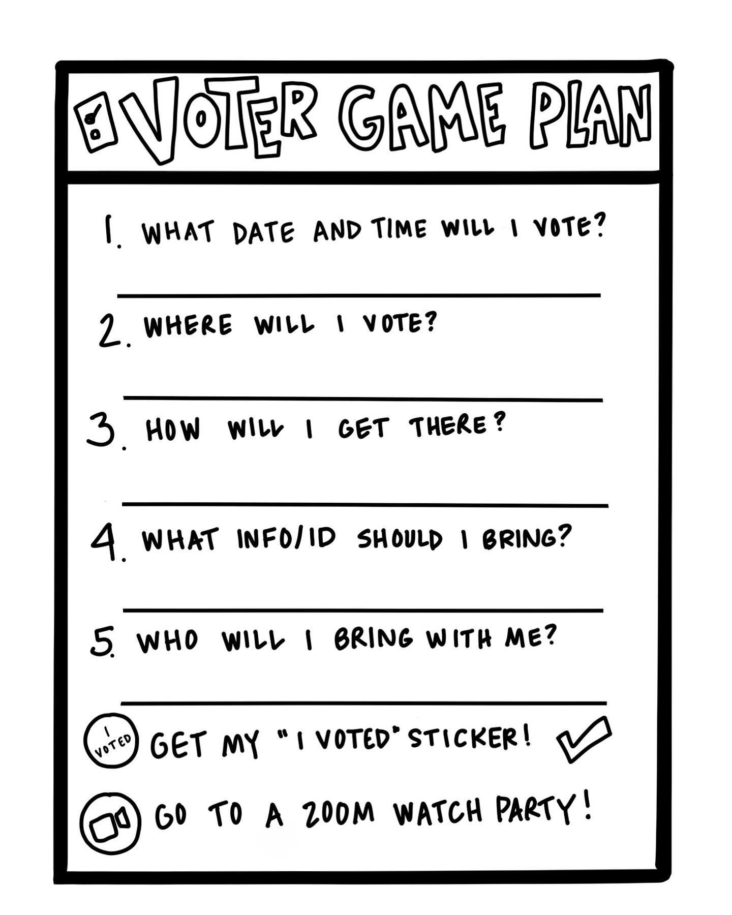 What&rsquo;s your Voter Game Plan? Make a plan and be ready. And make sure your friends and family have a plan, too! Available in postcard form!
