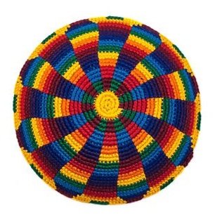 Kippah Preta Serugah - Malha Fina Tamanho 16cm Tradicional