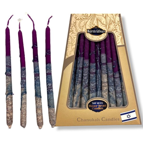 Premium Purple Safed Hanukkah Candles