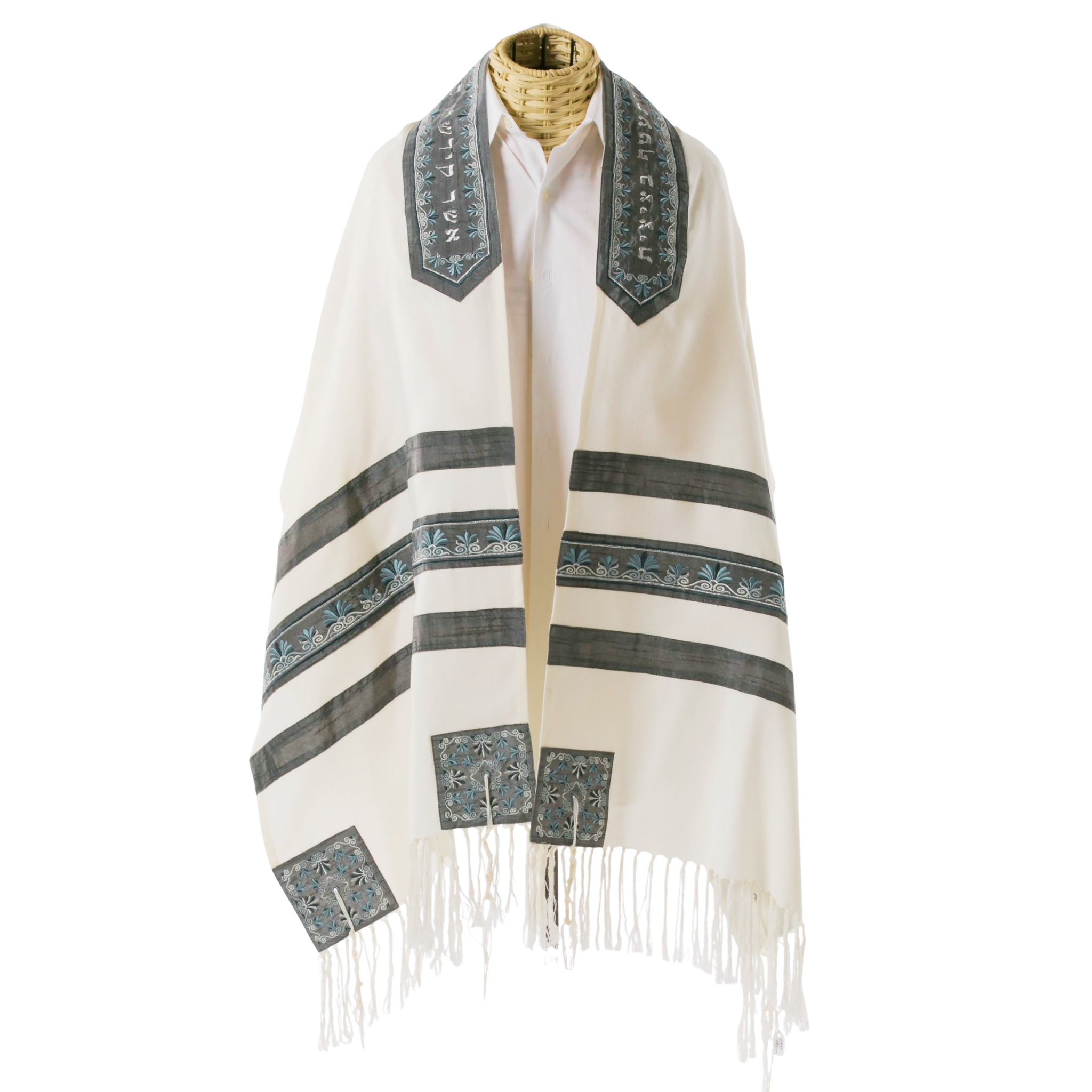 Gray Date Palm Embroidered Tallit Set