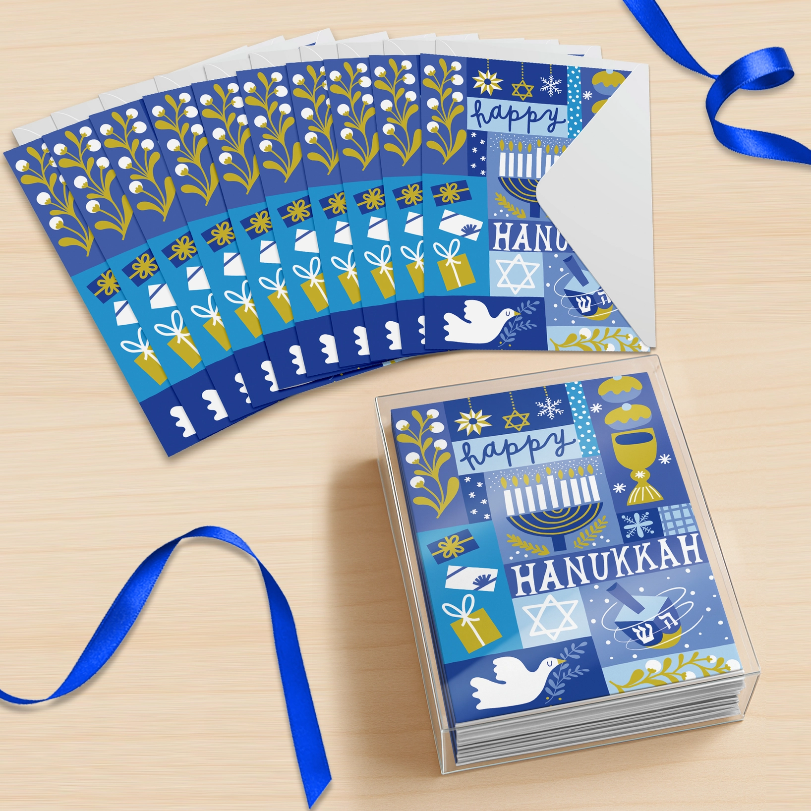 Festival Of Lights Hanukkah Card Box on Table.png