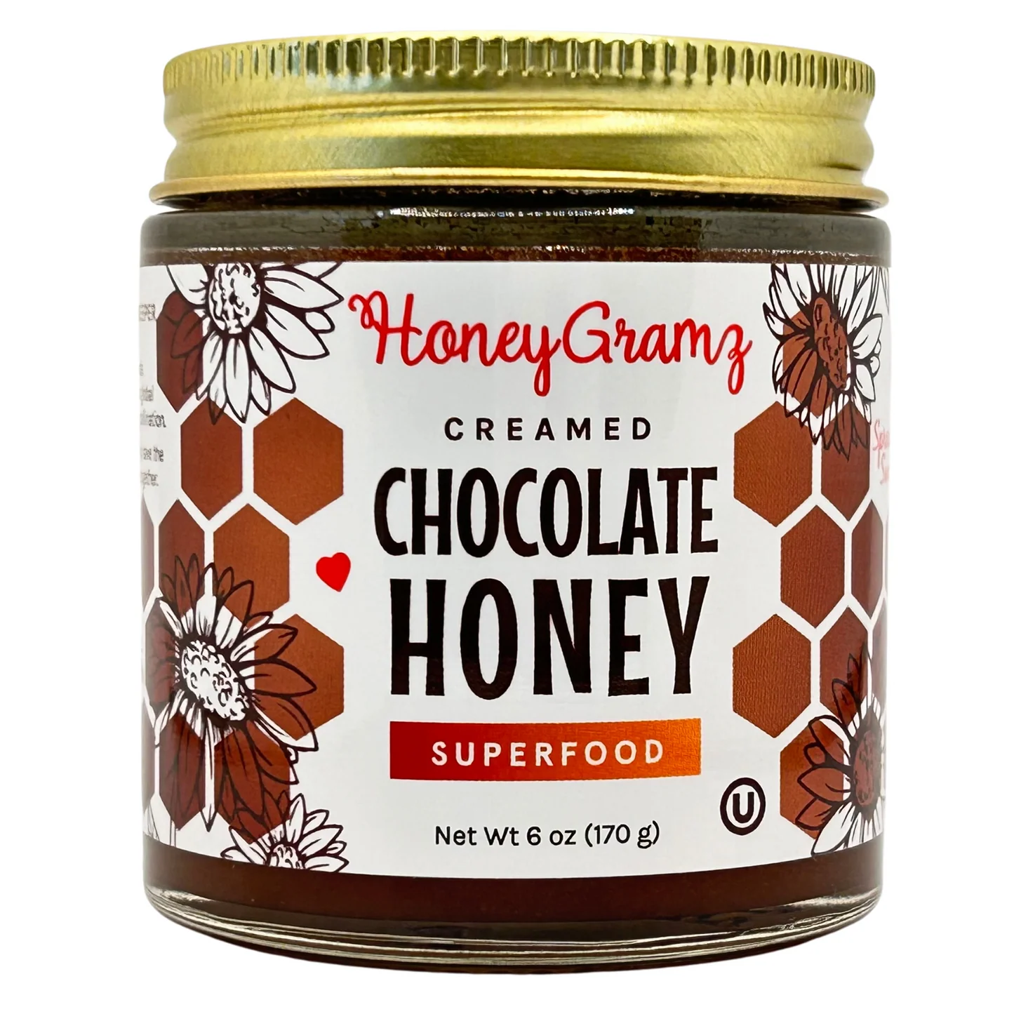 Chocolate Creamed Organic Honey 6 oz. Glass Jar