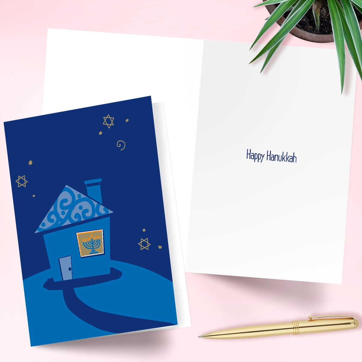 Menorah in Window Hanukkah Card.png