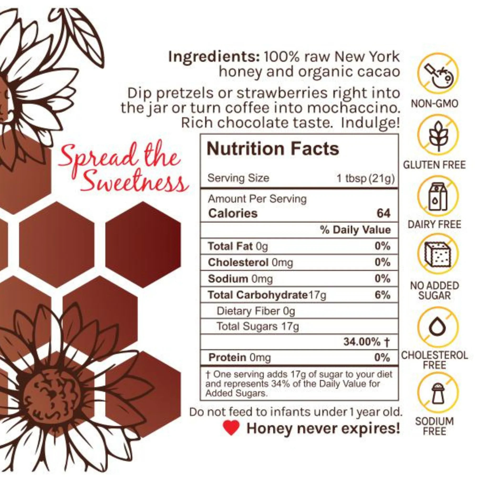 Honey Gramz Chocolate Honey Nutrition Label.png