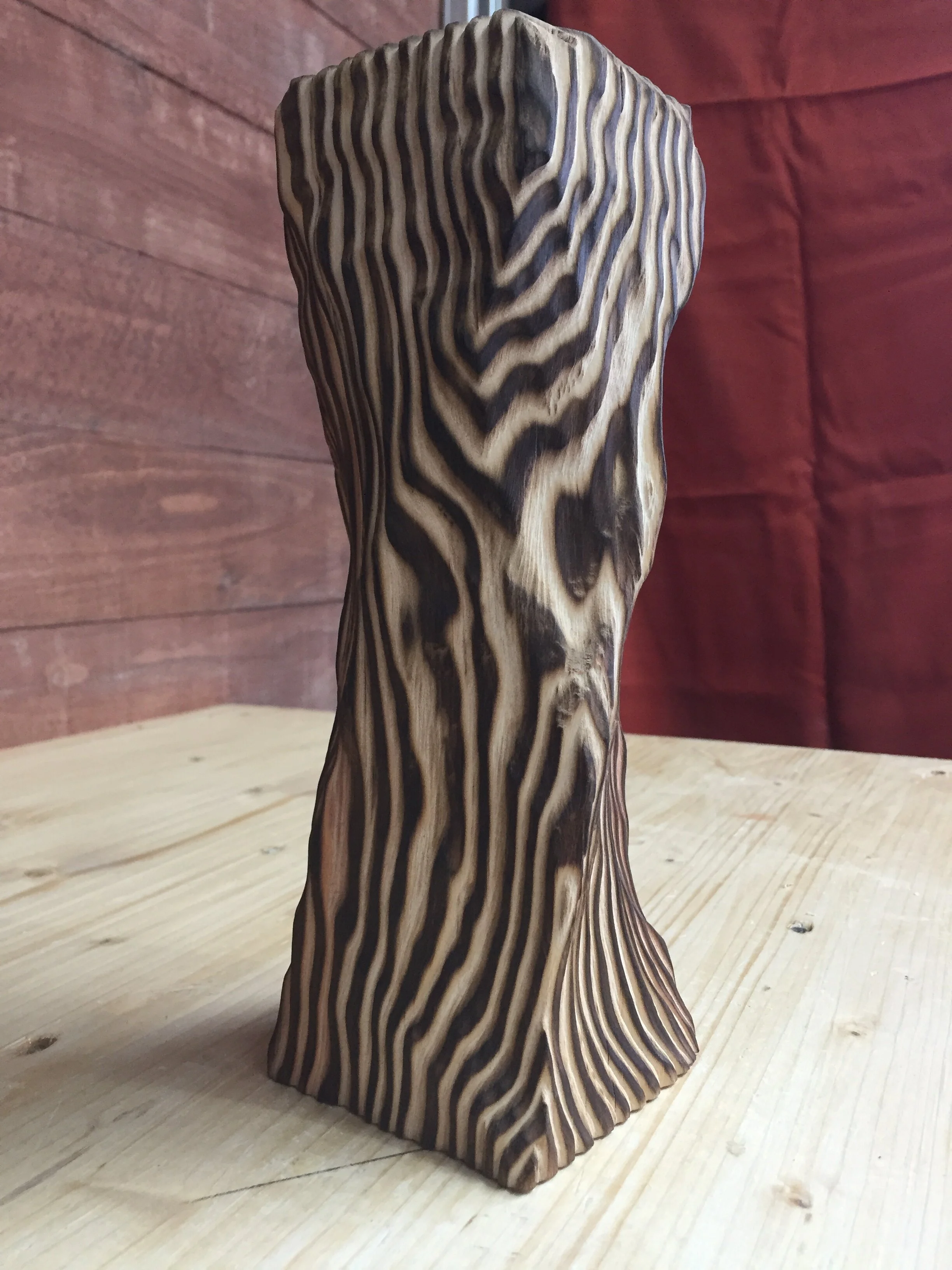 Shou Sugi Ban candle holder in work