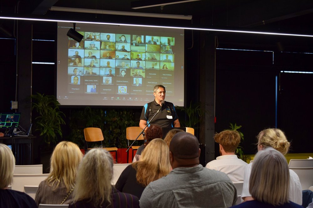    Te Āti Awa Chair, Mātua Kura Moeahu, speaking at the New Expedition Event   