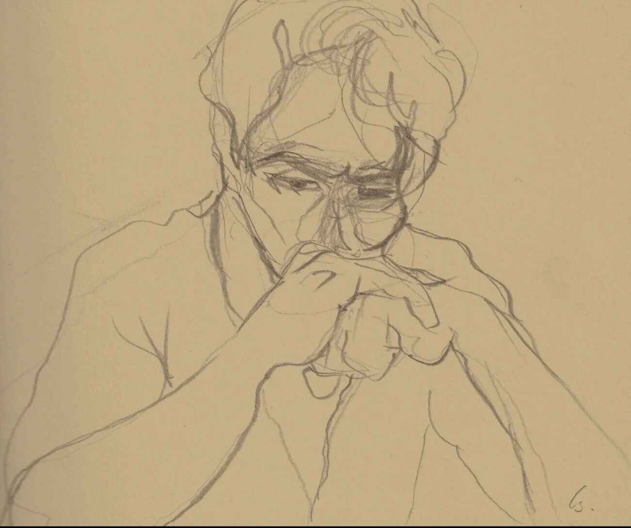 Lost in contemplation, graphite on paper, 14.8x21cm, 2016