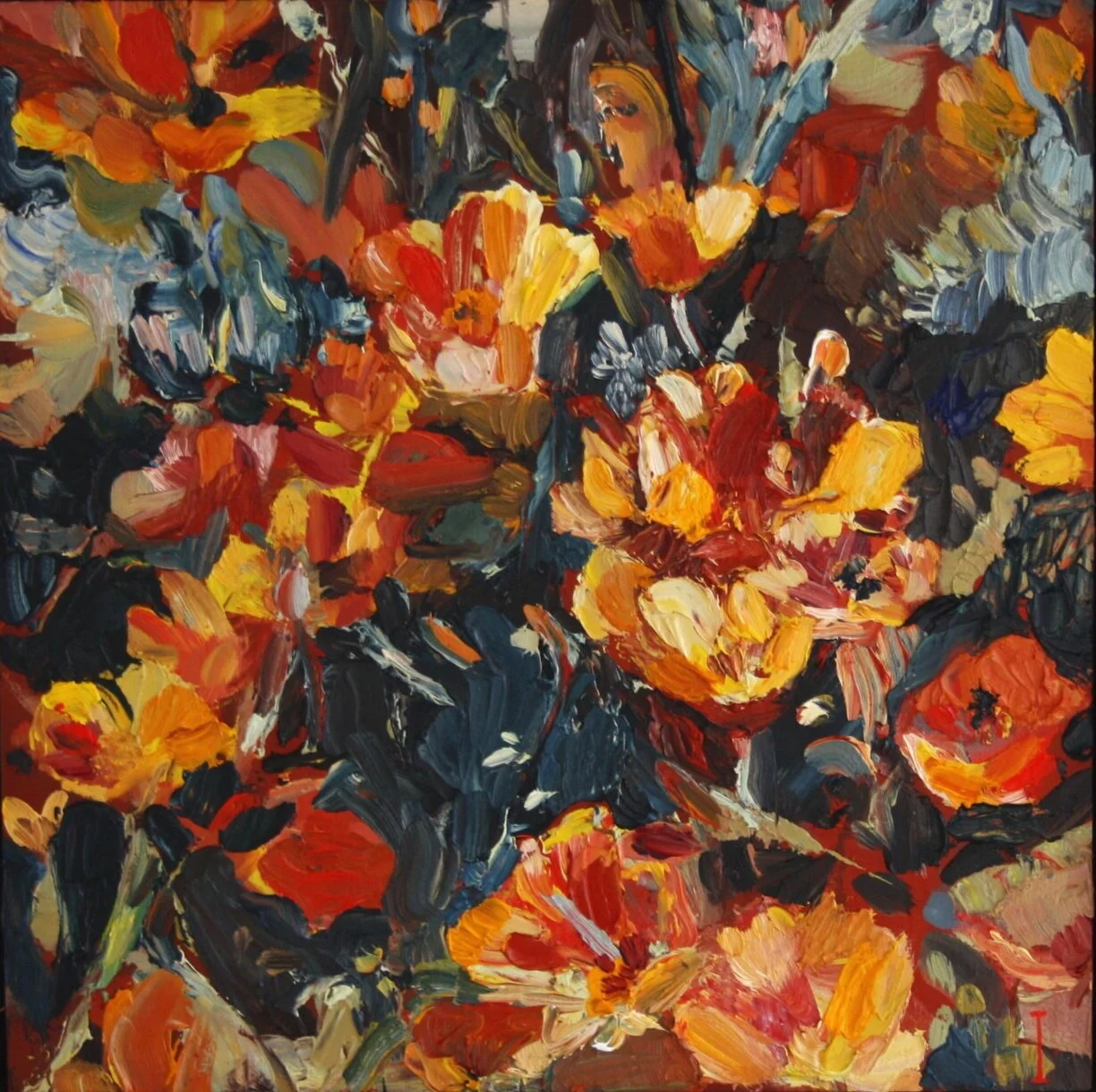 Flowers, oil on canvas, 20 x 20 cm, 2019