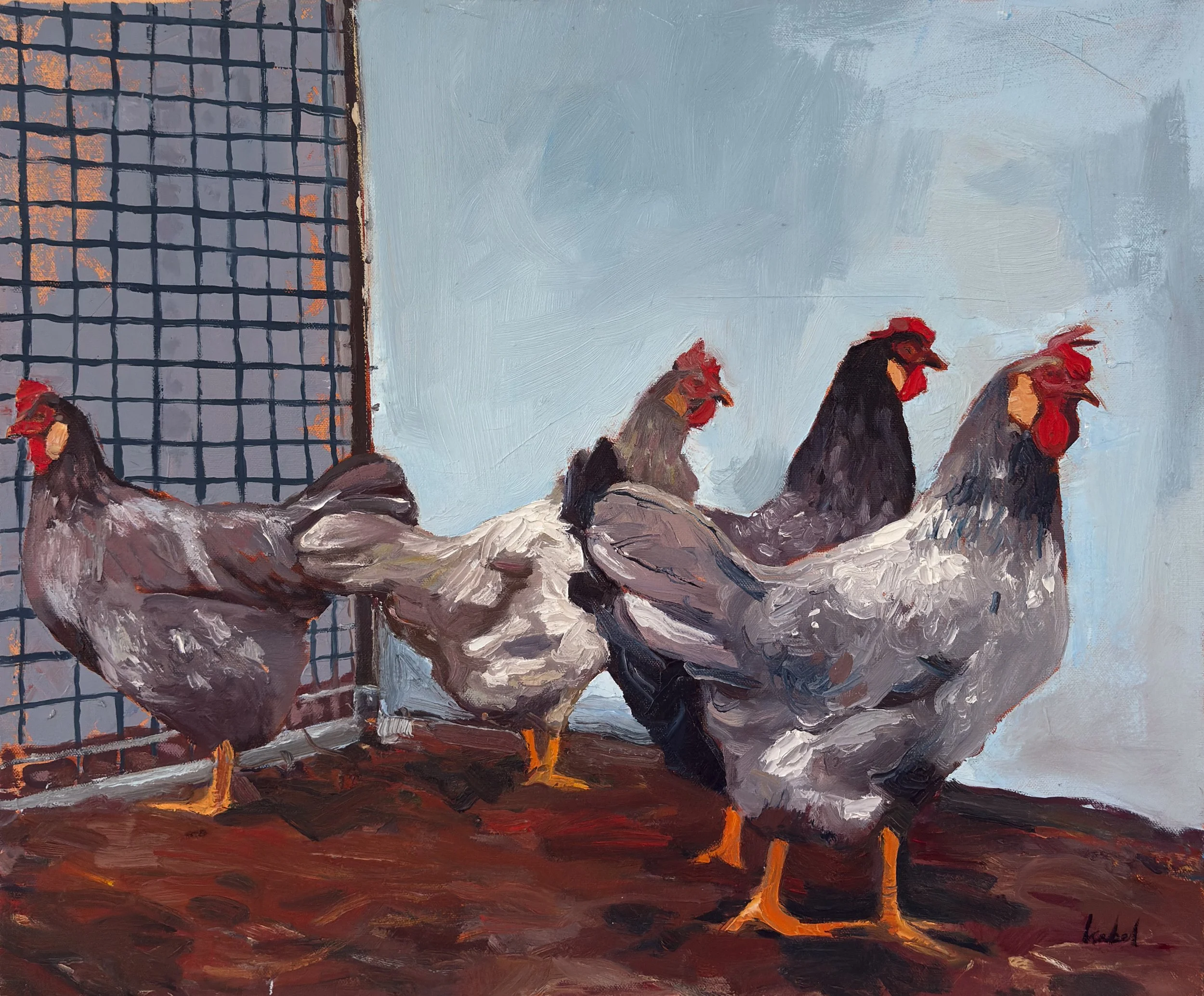 Four chickens, oil on canvas, 61x51cm, 2025 