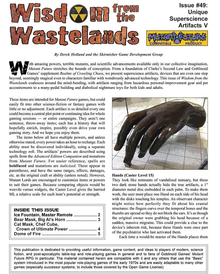 Skirmisher Releases ‘Wisdom from the Wastelands #49: Unique Superscience Artifacts V'