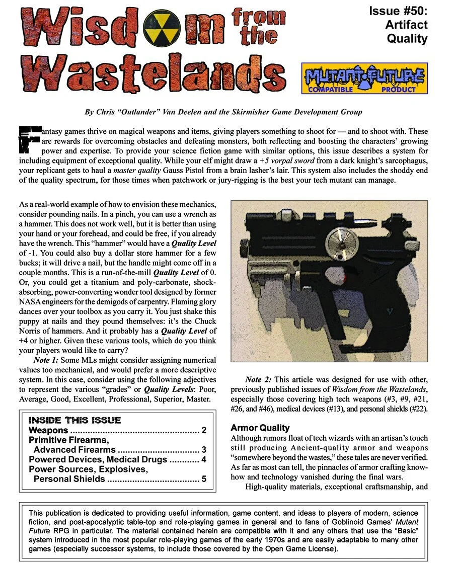 Skirmisher Releases ‘Wisdom from the Wastelands #50: Artifact Quality'