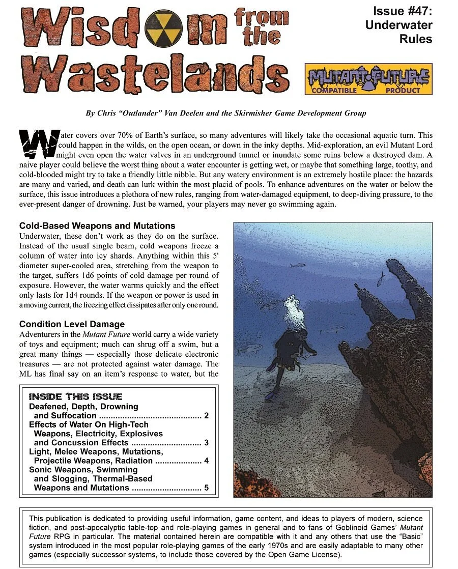 Skirmisher Releases ‘Wisdom from the Wastelands #47: Underwater Rules'