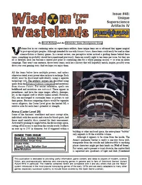 Skirmisher Releases ‘Wisdom from the Wastelands #48: Unique Superscience Artifacts IV'!