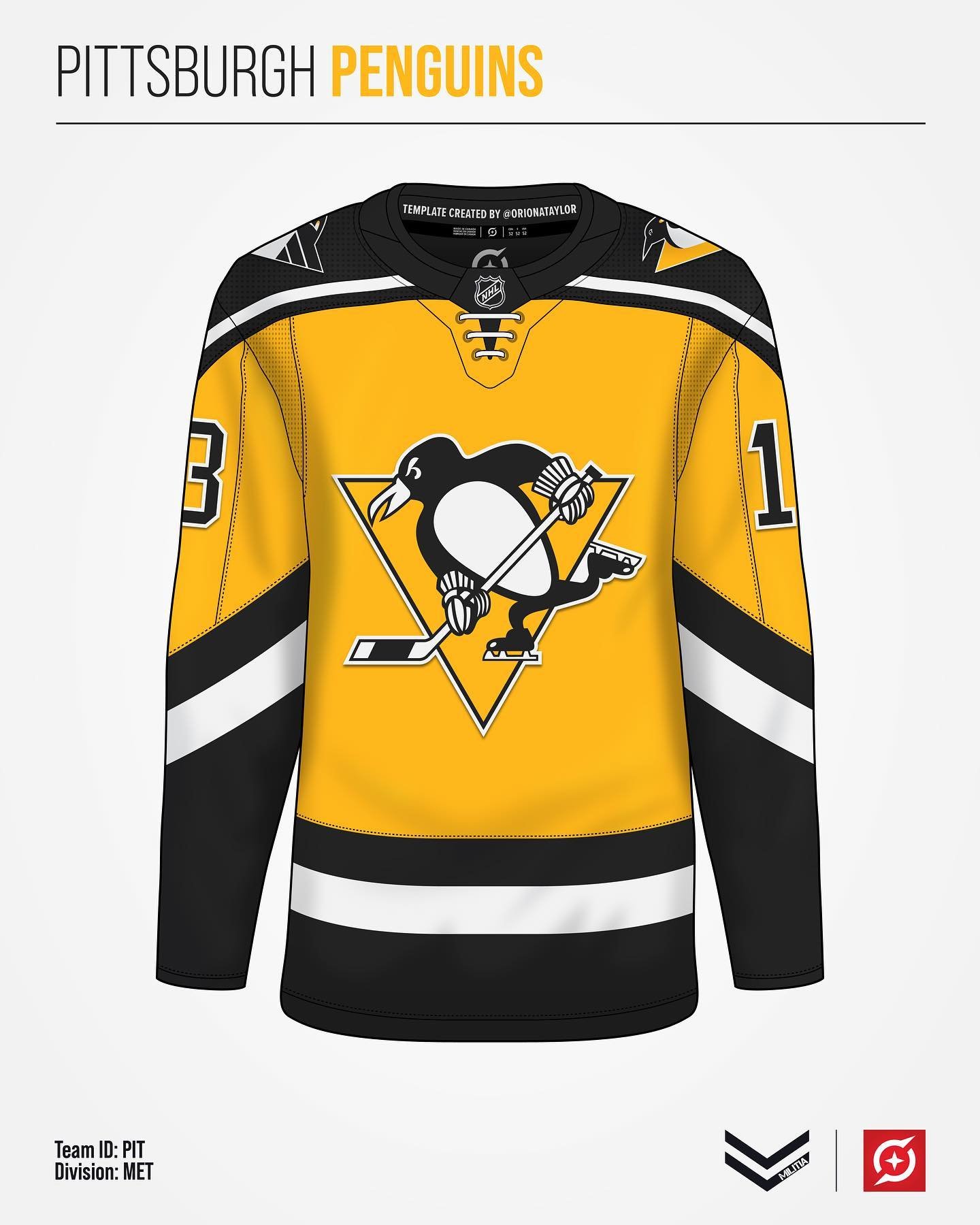 In today&rsquo;s Retromix release, we&rsquo;ve got the @penguins. 

I didn&rsquo;t stray too far from the typical penguins fashion for the home and away jerseys. I took the base jersey from the 1992 Robo Penguin, and swapped the colours. The logo is 
