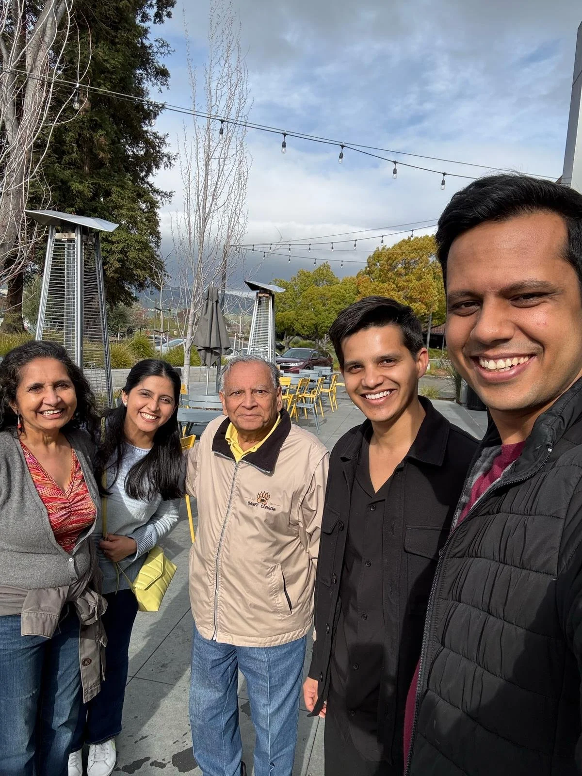 Milpitas, CA | March 2025 : (From L to R) Neela Shukla FA '78, FP '84, Riya Premani FD '16, Kirit C Desai FA '63, Kushal Dagli FT '11, Arpit Kumar FP '11.