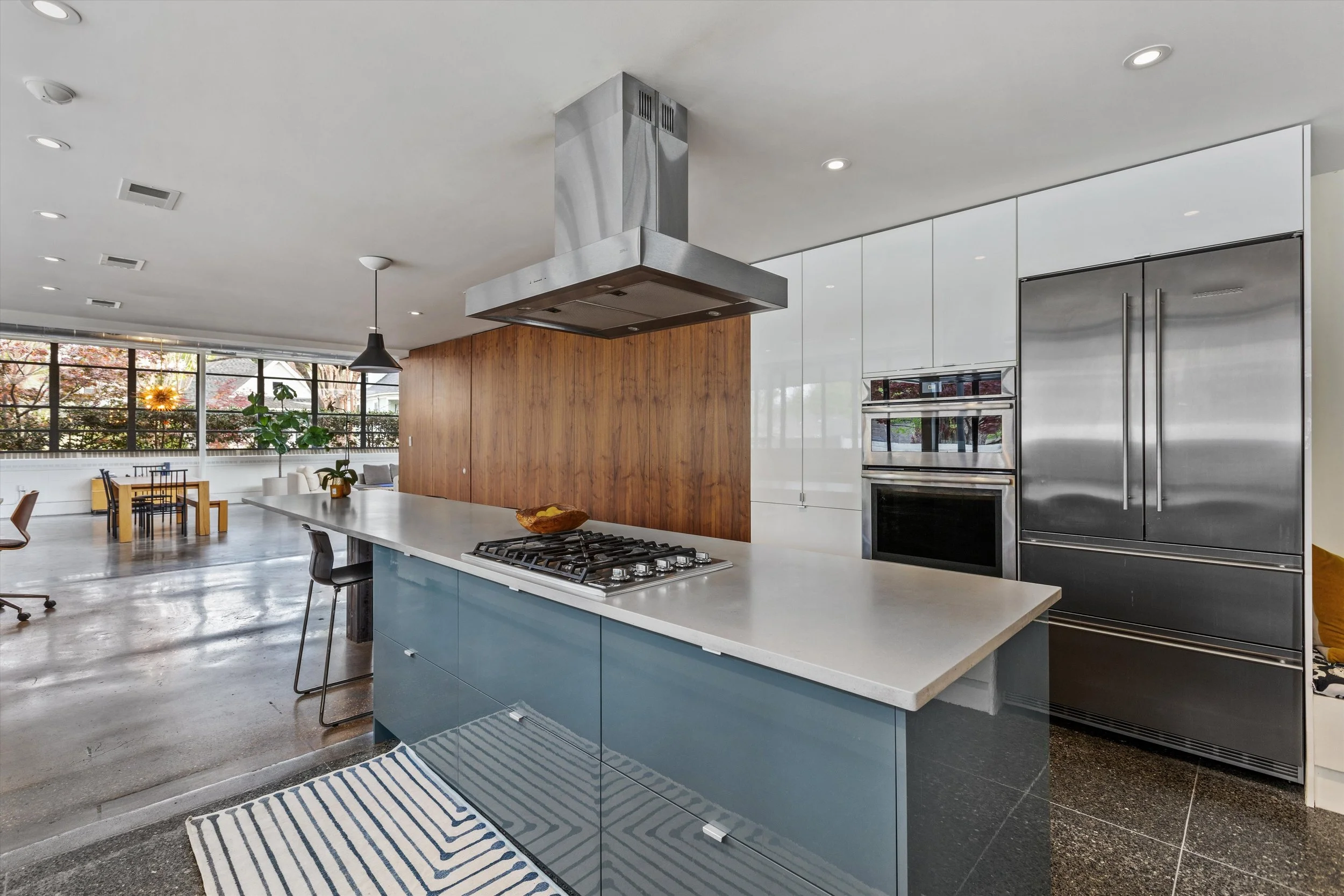Sleek cabinetry with hidden storage