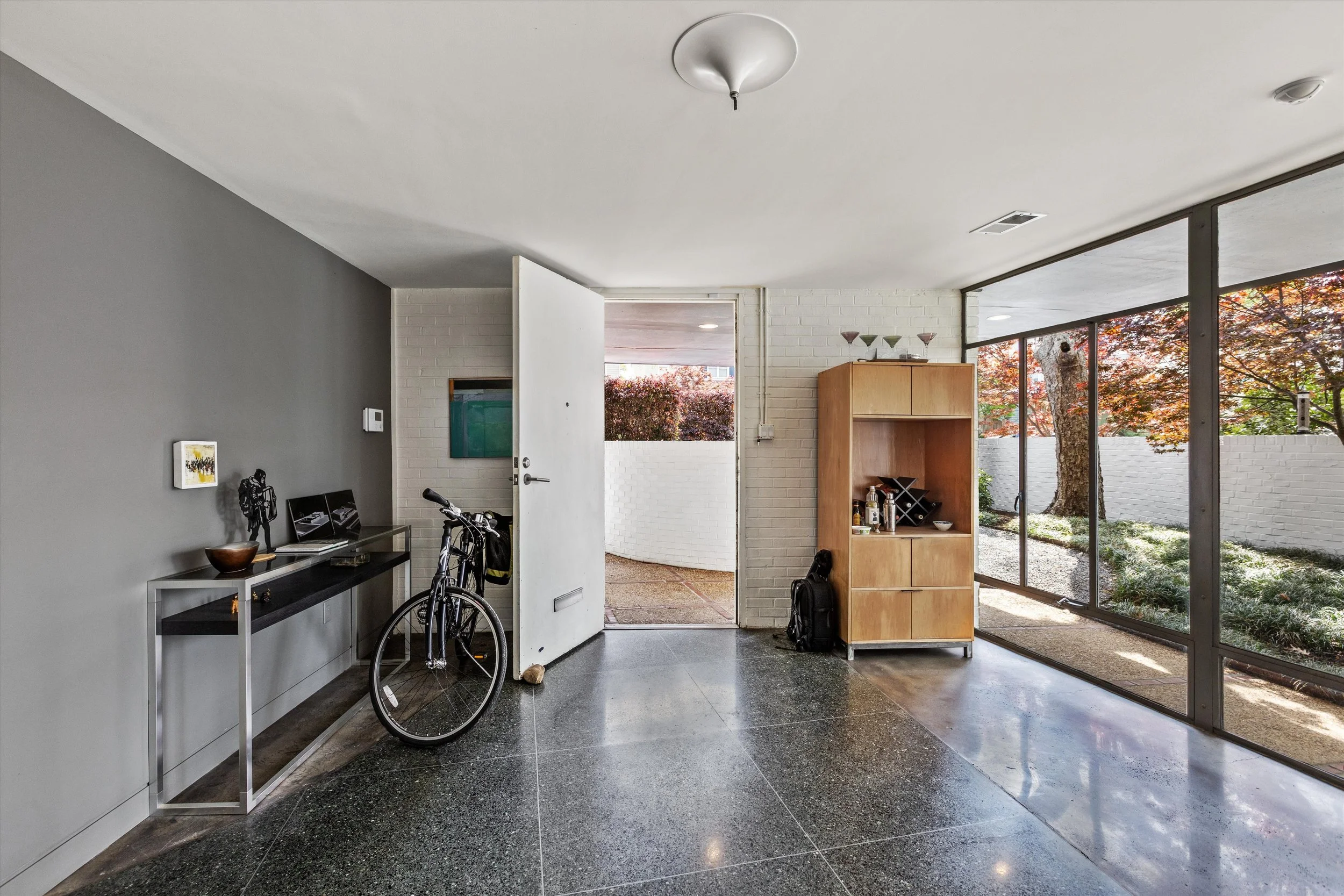 Entry foyer with terrazzo floors