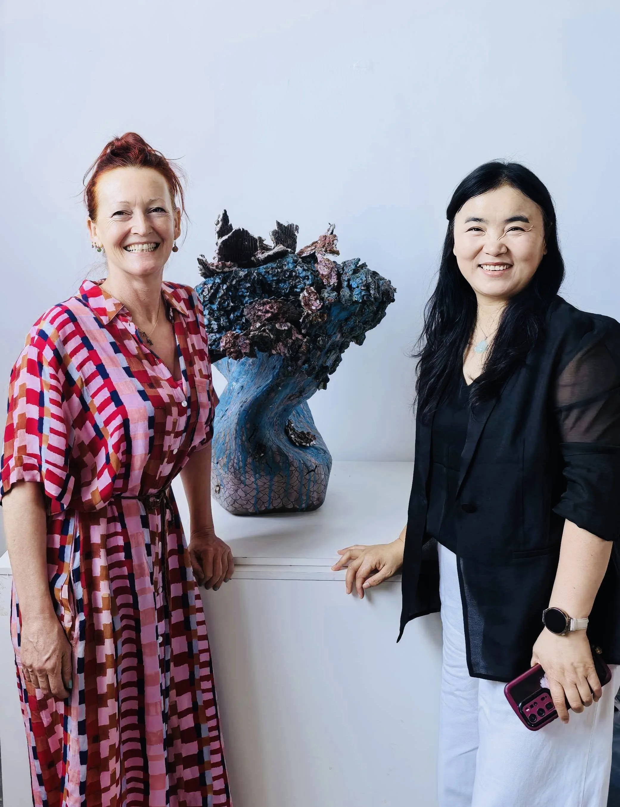 With Liu Lian Jing, Director of Ceramic and Glass Museum in Zibo, Shandong Province.