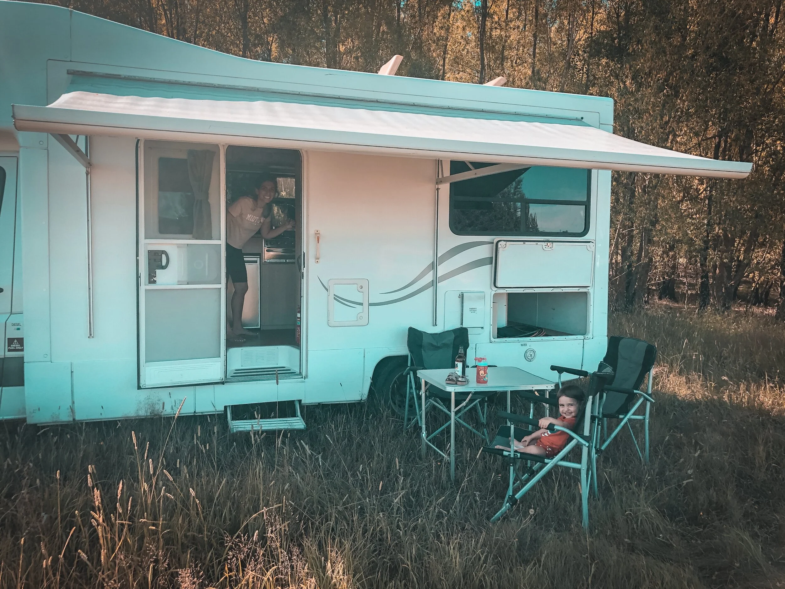 Cooking up our first dinner.