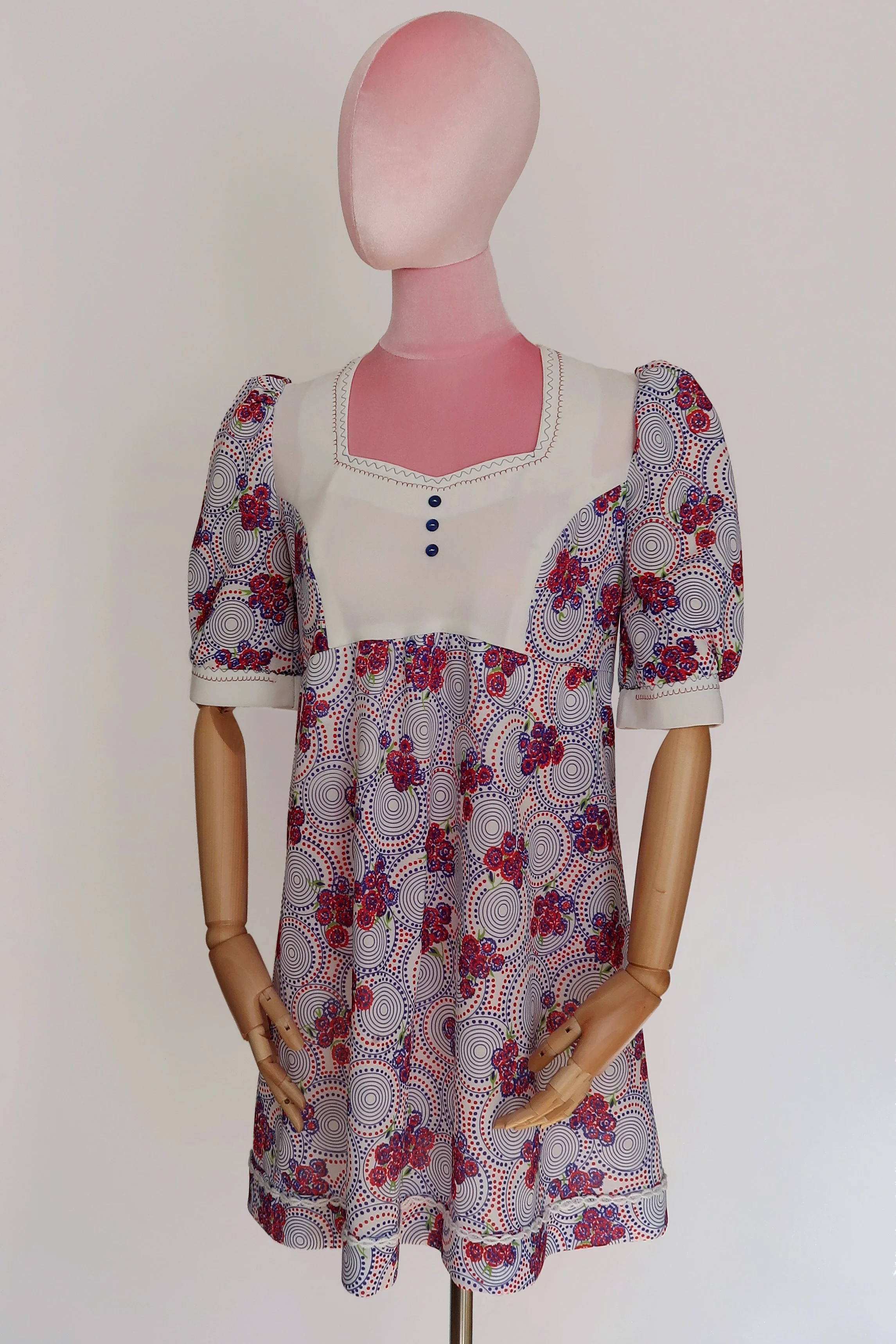 1970's Bib Smock Dress - M