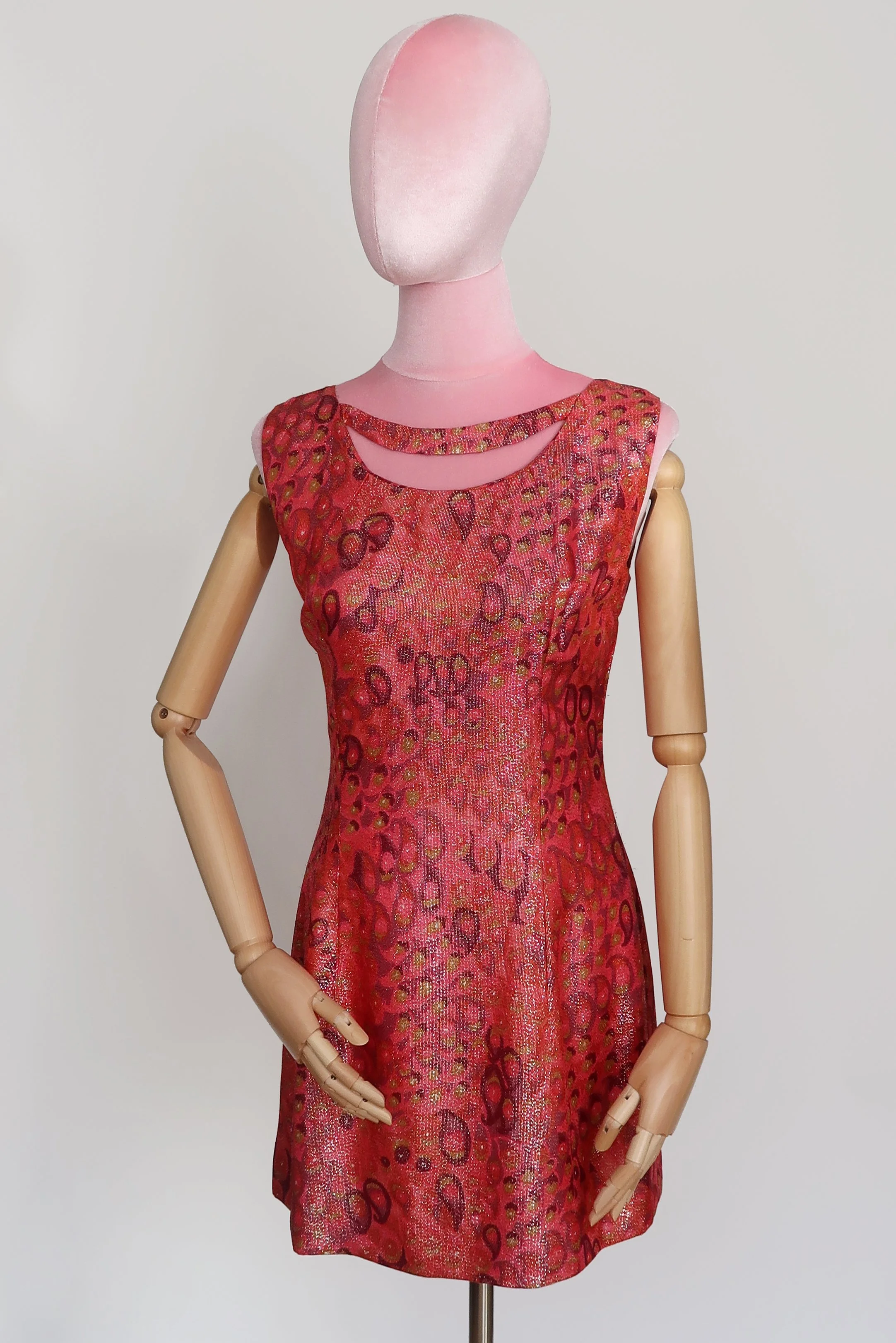 1960's Paisley Lurex Shift Dress - S