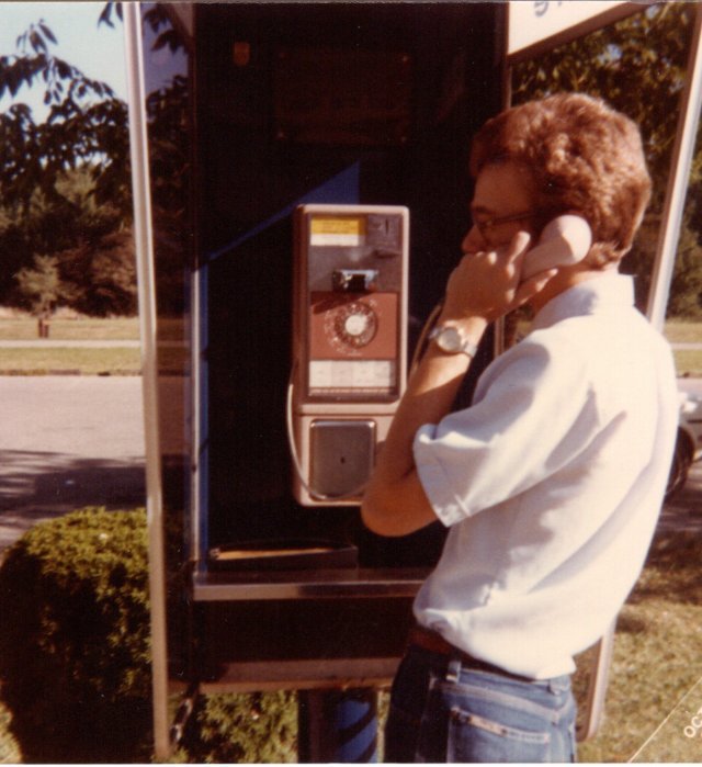 Dale calling home on the honeymoon.