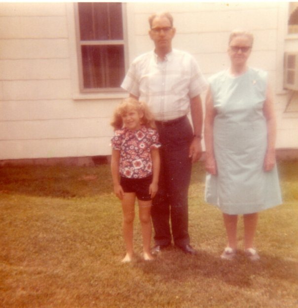 Mamaw and Papaw in their backyard.