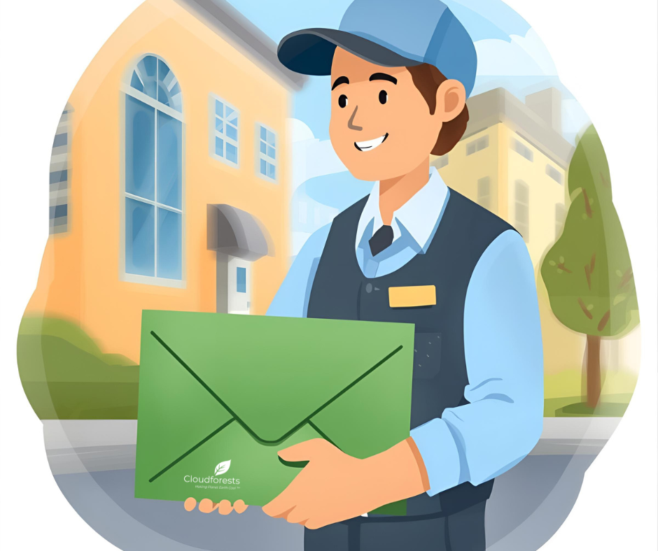 picture of a postman delivering a card