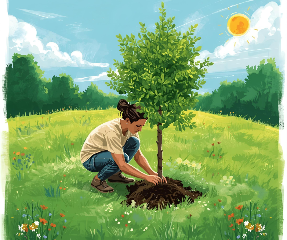 lady planting a tree