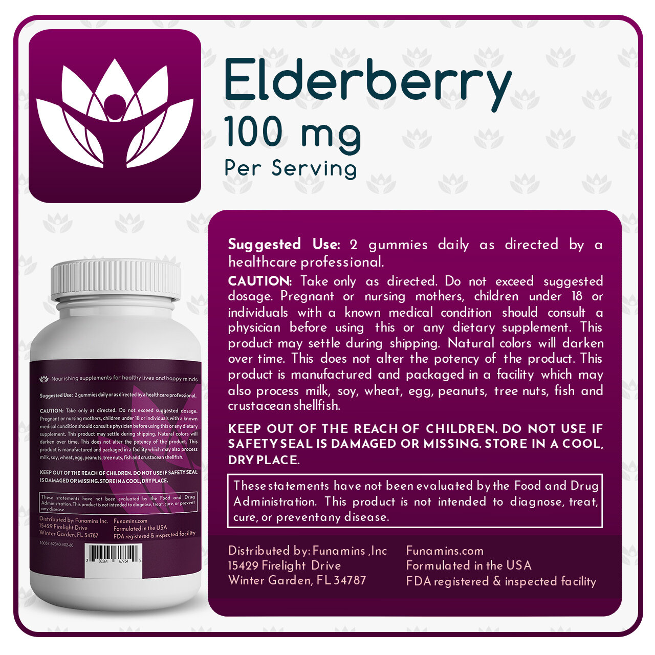 All natural plantbased — Elderberry 100mg Gummies Supplements by
