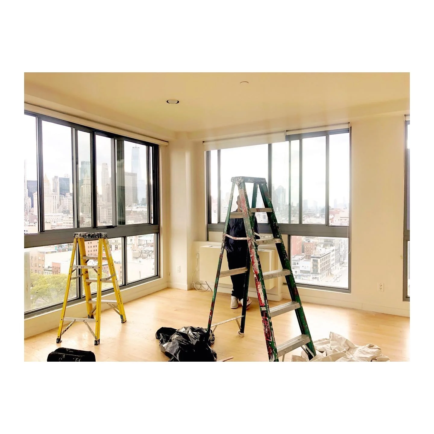 Not sure which I love more... a blank canvas or the client&rsquo;s view! Swipe for before &amp; after photos from a Lower East Side project featuring clean lines and a modern femme approach. #TheCuratory 
.
.
.
.
.
#nycapartments #interiors #apartmen