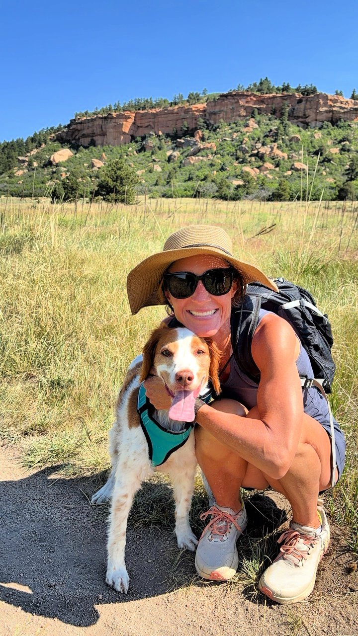 hiking with dog on colorado trail