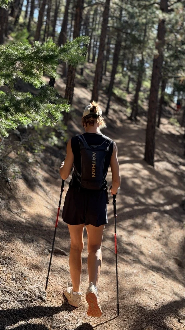 Hiker with a backpacking pack and trekking poles on a Colorado Trail segment