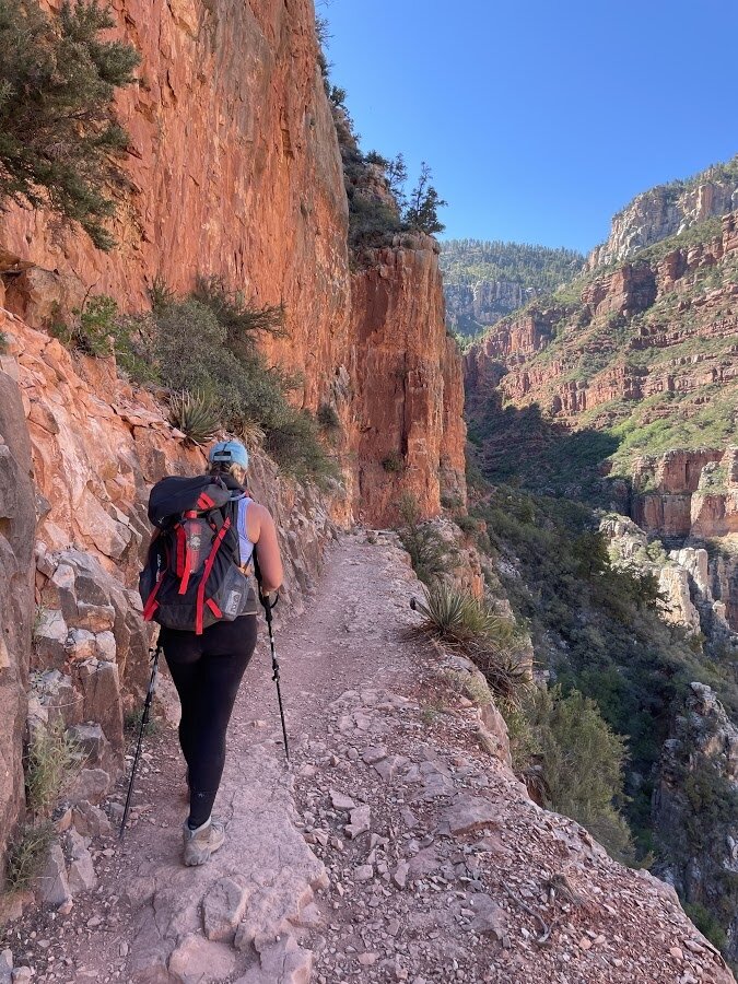 hiking along north kaibab trail ledge