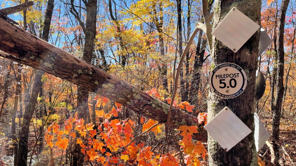 Mileage Trail marker signs every 1/2 mile