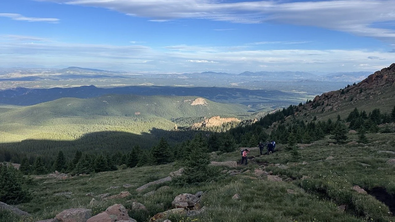 hiking up pikes peak on crags trail