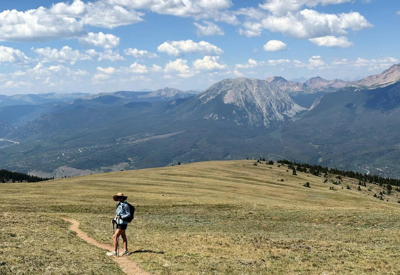 female hiking near breckenridge at ptarmigan