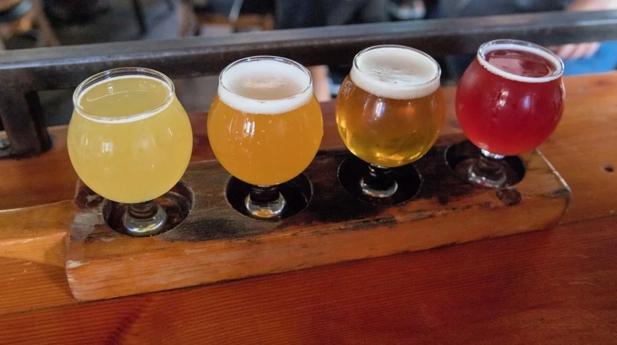 flight of beer from goat patch brewery