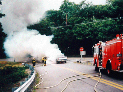 September 10, 1997 Vehicle Fire -
This truck caught fire on the access ramp to Rt 601 from Rt. 206 in Belle Mead. 45-103 responded.