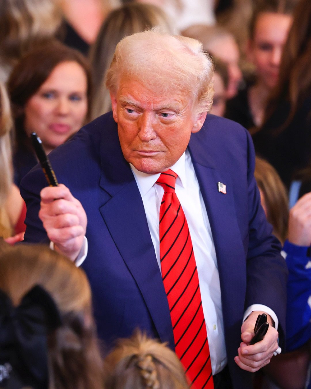 President Donald Trump signs an executive order banning transgender athletes from women&rsquo;s sports on February 5, 2025 in the East Room of the White House.

And: White House Press Secretary Karoline Leavitt holds a press briefing in the James S. 