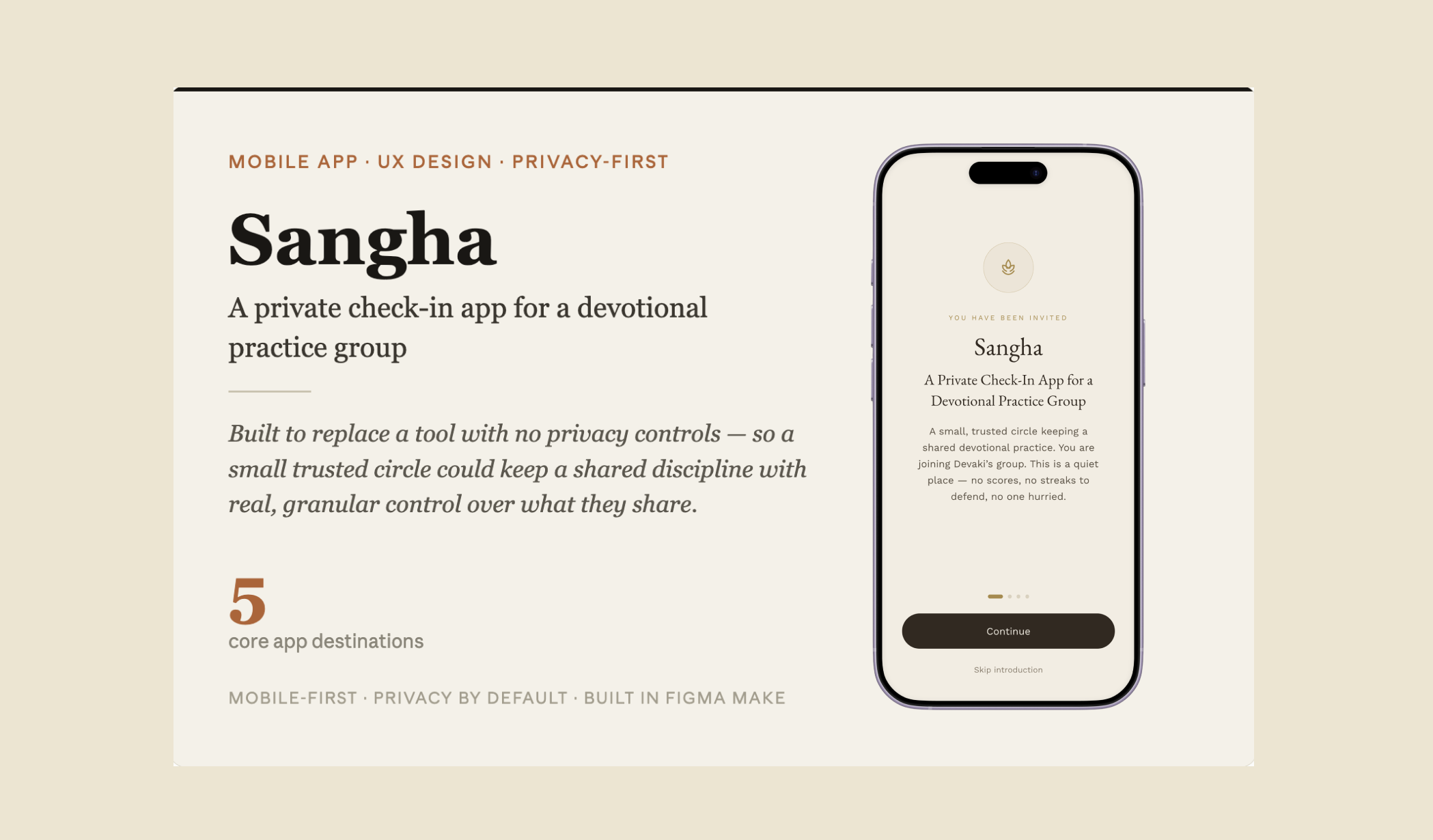 Sangha — A Private Check-In App for a Devotional Practice Group