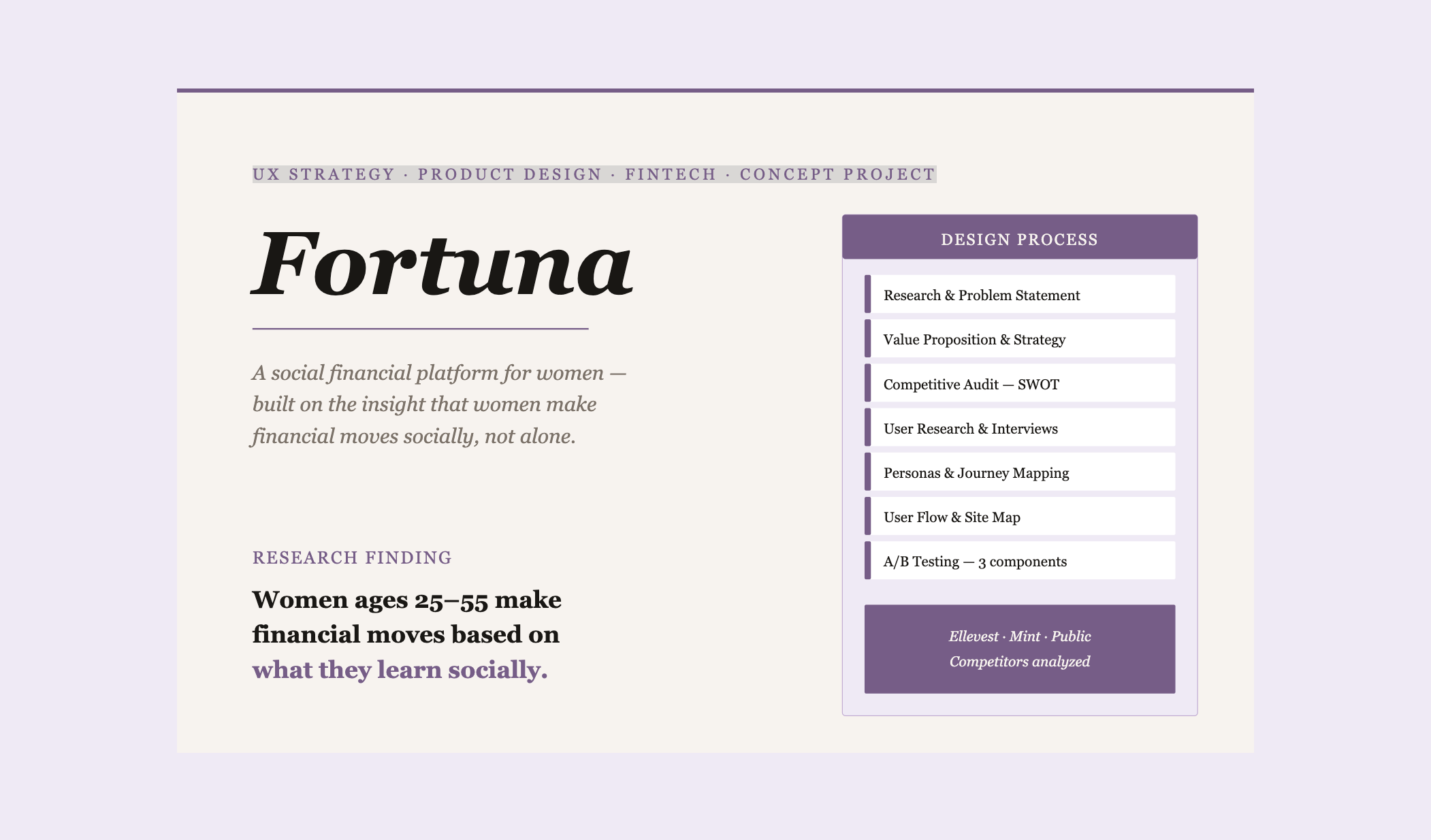 Fortuna: A fintech website for women