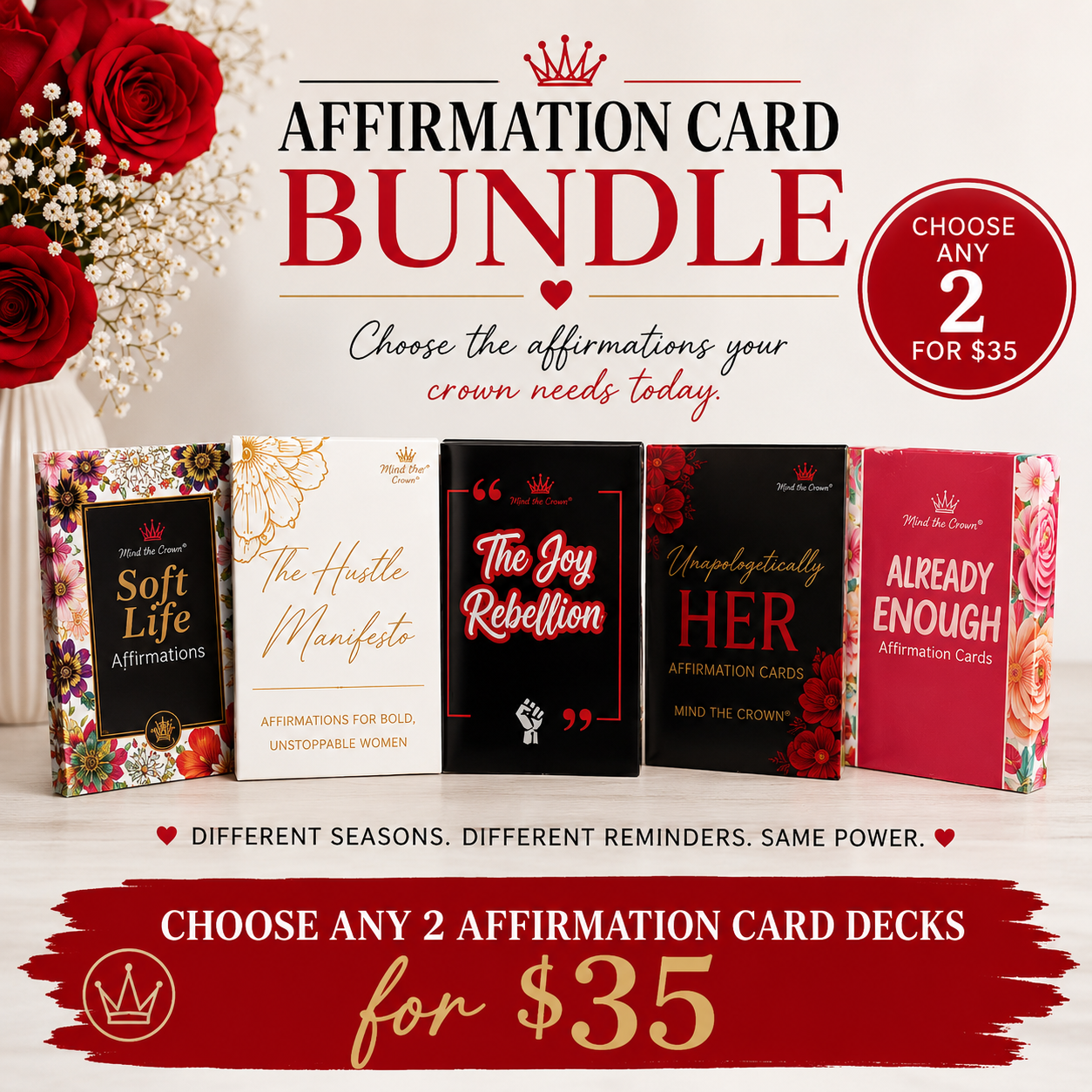 Choose Your Crown Affirmation Card Bundle | Any 2 for $35